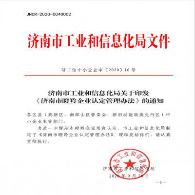《濟南市瞪羚企業認定管理辦法》